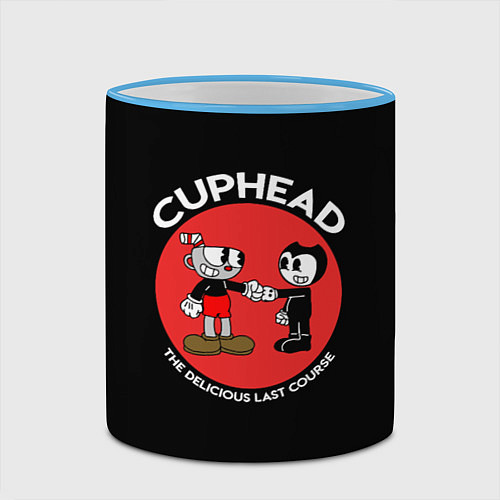 Кружка цветная Cuphead & Bendy / 3D-Небесно-голубой кант – фото 2