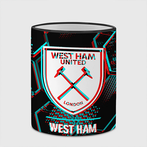 Кружка цветная West Ham FC в стиле Glitch на темном фоне / 3D-Черный кант – фото 2