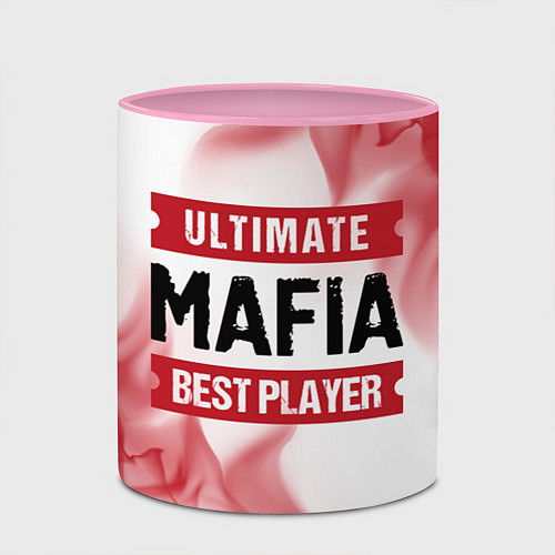 Кружка цветная Mafia: красные таблички Best Player и Ultimate / 3D-Белый + розовый – фото 2