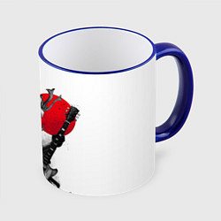 Кружка 3D Самурай гитарист, цвет: 3D-синий кант