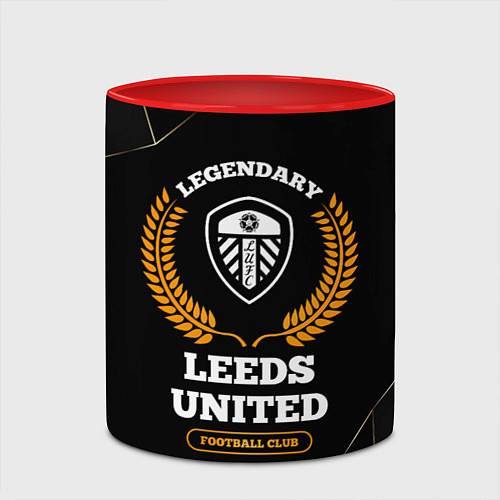 Кружка цветная Лого Leeds United и надпись Legendary Football Clu / 3D-Белый + красный – фото 2