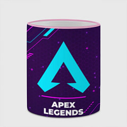 Кружка 3D Символ Apex Legends в неоновых цветах на темном фо, цвет: 3D-розовый кант — фото 2
