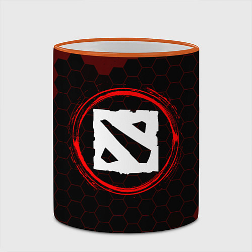 Кружка цветная Символ Dota и краска вокруг на темном фоне / 3D-Оранжевый кант – фото 2