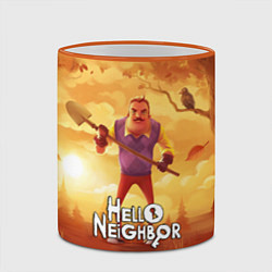 Кружка 3D Hello Neighbor Привет сосед Сосед с лопатой, цвет: 3D-оранжевый кант — фото 2