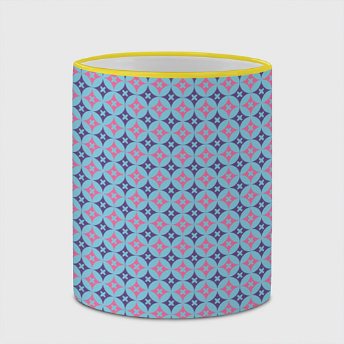 Кружка цветная Ромбики - геометрические узоры / 3D-Желтый кант – фото 2