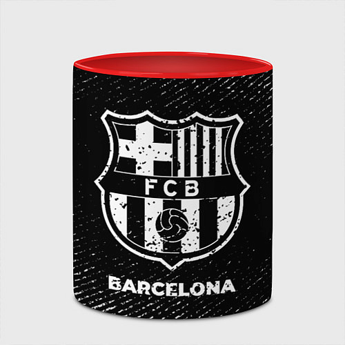 Кружка цветная Barcelona с потертостями на темном фоне / 3D-Белый + красный – фото 2