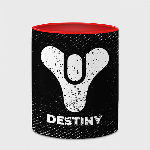 Кружка цветная Destiny с потертостями на темном фоне / 3D-Белый + красный – фото 2