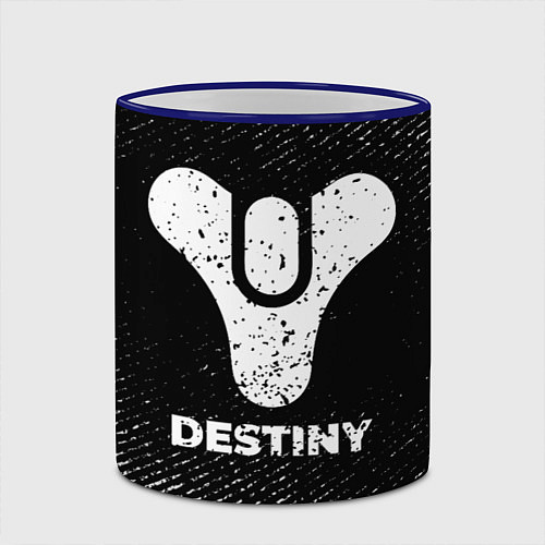 Кружка цветная Destiny с потертостями на темном фоне / 3D-Синий кант – фото 2