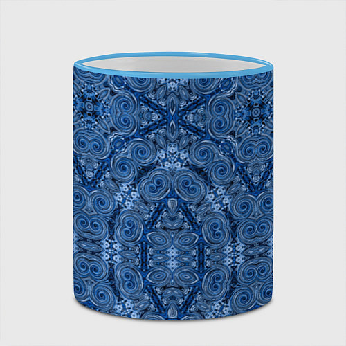 Кружка цветная Gray blue ethnic arabic ornament / 3D-Небесно-голубой кант – фото 2