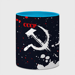 Кружка 3D СОВЕТСКИЙ СОЮЗ - СЕРП И МОЛОТ - КРАСКА, цвет: 3D-белый + небесно-голубой — фото 2