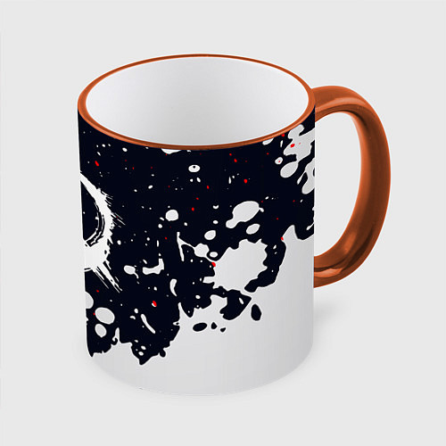 Кружка цветная СОВЕТСКИЙ СОЮЗ - СЕРП И МОЛОТ - КРАСКА / 3D-Оранжевый кант – фото 1