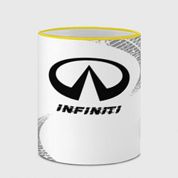 Кружка 3D Infiniti Speed на светлом фоне со следами шин, цвет: 3D-желтый кант — фото 2