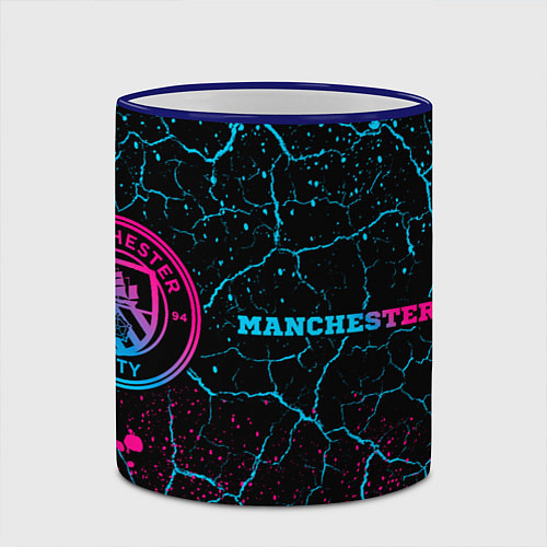 Кружка цветная Manchester City Neon Gradient / 3D-Синий кант – фото 2