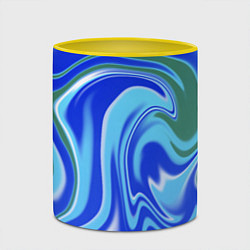 Кружка 3D Тай-дай с синим, зелёным и белым цветом, цвет: 3D-белый + желтый — фото 2