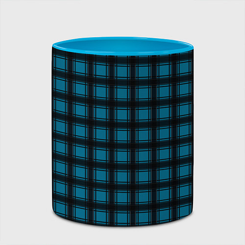 Кружка цветная Black and blue plaid / 3D-Белый + небесно-голубой – фото 2