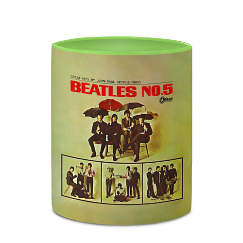 Кружка цветная Beatles N0 5 / 3D-Белый + светло-зеленый – фото 2