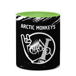 Кружка 3D Arctic Monkeys - КОТ - Краски, цвет: 3D-белый + светло-зеленый — фото 2