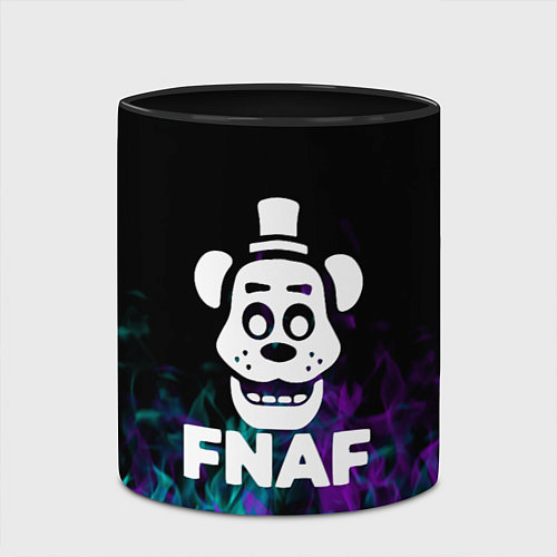 Кружка цветная Five Nights At Freddys - огонь неон / 3D-Белый + черный – фото 2