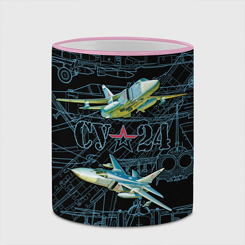 Кружка цветная Фронтовой бомбардировщик Су-24 / 3D-Розовый кант – фото 2