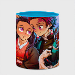 Кружка 3D Клинок рассекающий демонов - Все в сборе, цвет: 3D-белый + небесно-голубой — фото 2