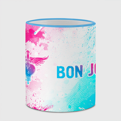 Кружка цветная Bon Jovi Neon Gradient / 3D-Небесно-голубой кант – фото 2