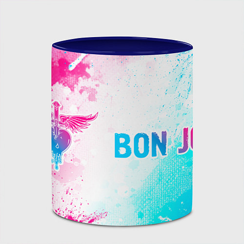 Кружка цветная Bon Jovi Neon Gradient / 3D-Белый + синий – фото 2