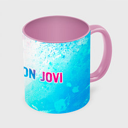 Кружка 3D Bon Jovi Neon Gradient, цвет: 3D-белый + розовый