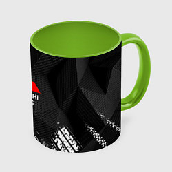 Кружка 3D Mitsubishi - След протектора, цвет: 3D-белый + светло-зеленый