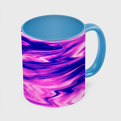 Кружка 3D Розово-фиолетовый мраморный узор, цвет: 3D-белый + небесно-голубой