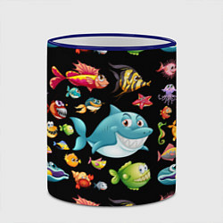 Кружка 3D Прикольная акула и другие жители океана, цвет: 3D-синий кант — фото 2