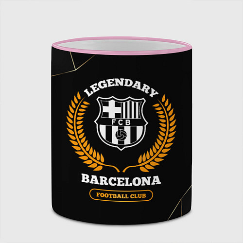 Кружка цветная Barcelona - legendary football club на темном фоне / 3D-Розовый кант – фото 2