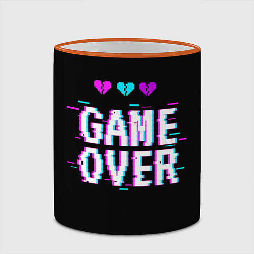 Кружка цветная Game Over Pixels / 3D-Оранжевый кант – фото 2