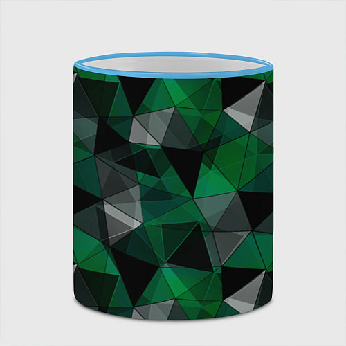 Кружка цветная Зеленый, серый и черный геометрический / 3D-Небесно-голубой кант – фото 2
