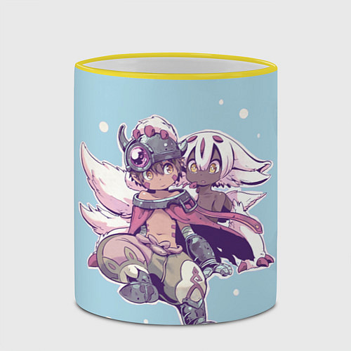 Кружка цветная Рег и Фапута из аниме Made in Abyss / 3D-Желтый кант – фото 2