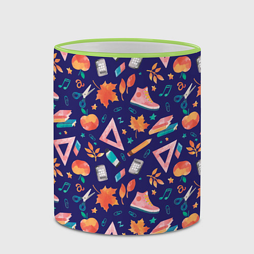 Кружка цветная Школьные атрибуты / 3D-Светло-зеленый кант – фото 2