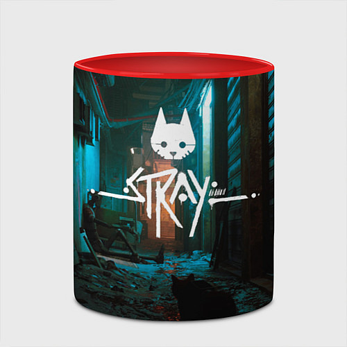 Кружка цветная Stray - киберпанк / 3D-Белый + красный – фото 2