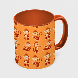 Кружка 3D Funny monkeys, цвет: 3D-белый + оранжевый
