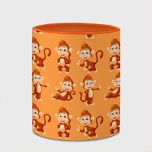 Кружка цветная Funny monkeys / 3D-Белый + оранжевый – фото 2