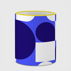 Кружка 3D Абстрактный набор геометрических фигур - Синий фон, цвет: 3D-желтый кант — фото 2