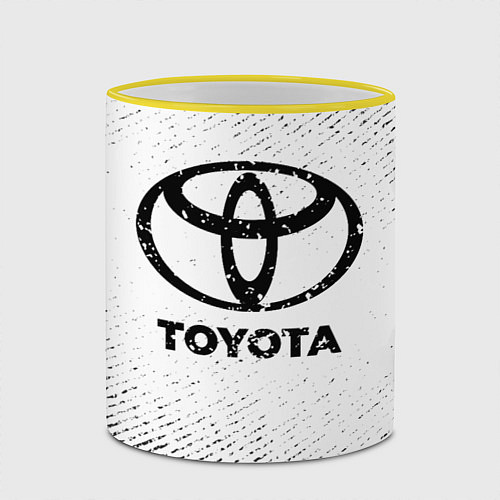 Кружка цветная Toyota с потертостями на светлом фоне / 3D-Желтый кант – фото 2