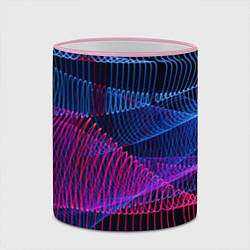 Кружка 3D Неоновые электронные волнообразные линии, цвет: 3D-розовый кант — фото 2