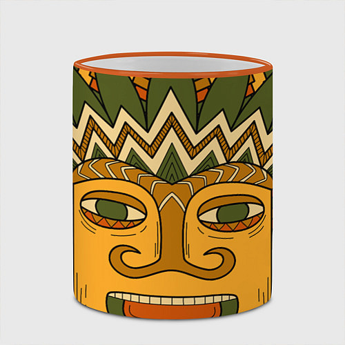Кружка цветная Polynesian tiki CHILLING / 3D-Оранжевый кант – фото 2