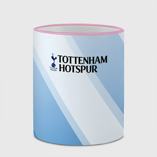 Кружка цветная Tottenham hotspur Голубые полосы / 3D-Розовый кант – фото 2