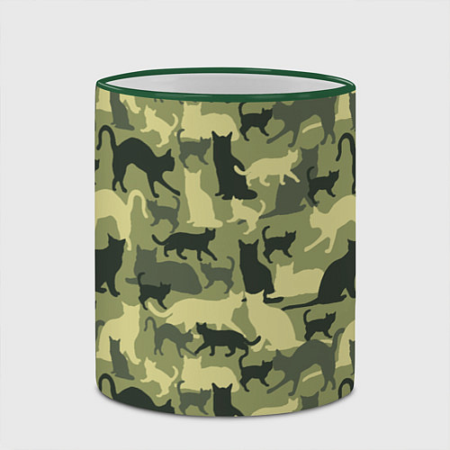 Кружка цветная Кошачий камуфляж в зеленой гамме / 3D-Зеленый кант – фото 2