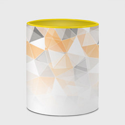 Кружка 3D Однотонный белый и желто-серый геометрический, цвет: 3D-белый + желтый — фото 2
