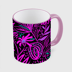 Кружка 3D Purple flowers pattern, цвет: 3D-розовый кант