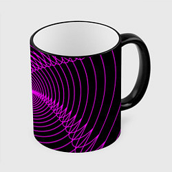 Кружка 3D Неоновая светящаяся спираль, цвет: 3D-черный кант