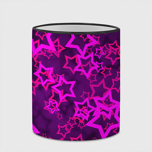 Кружка цветная Purple stars / 3D-Черный кант – фото 2