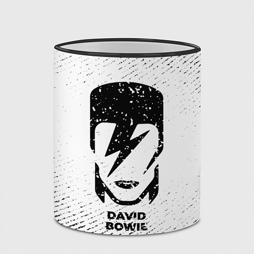 Кружка цветная David Bowie с потертостями на светлом фоне / 3D-Черный кант – фото 2