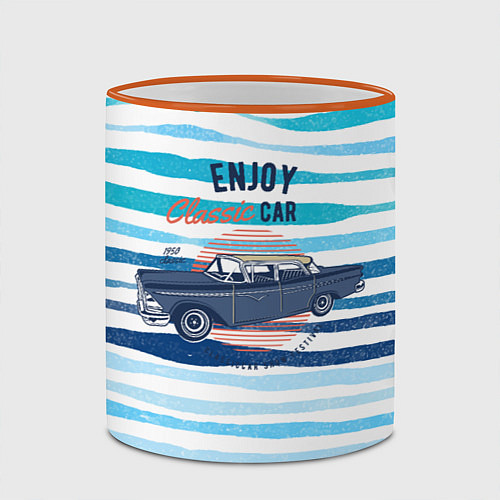 Кружка цветная Enjoy blue classic car / 3D-Оранжевый кант – фото 2